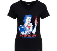 Queen Kerosin Ladies Basic T-Shirt V Neck "No Gin No Life" QKU41017 M