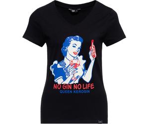 Queen Kerosin Ladies Basic T-Shirt V Neck "No Gin No Life" QKU41017 M