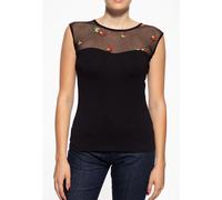 Queen Kerosin Ladies Roses Mesh Top Negro 3XL