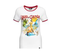 Queen Kerosin Lago Di Garda Mujer Camiseta Negro/Rojo Estrechos