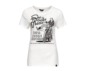 Queen Kerosin She Devils On Wheels Mujer Camiseta Blanco L 92% algodón, 8% elastán Regular