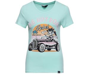Queen Kerosin The Hot Road Rebel Camiseta de mujer, turquesa, tamaño XS