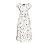 Queen Kerosin Vestido de mujer con estampado de lunares y lunares para mujer, vestido de verano, puntos, 50S, 40S, 60S, lunares, vintage, rockabilly, rockabella, vestido de swing, Blanco, S