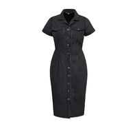 Queen Kerosin Vestido de mujer de trabajo | Pinstriped Dress | Vestido de lápiz | Vestido de lápiz | Vestido tubo | 50S | Rockabella | Pin-Up | Vintage | Retro | Denim | Jeans, Negro , S