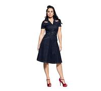 Queen Kerosin Vestido vaquero para mujer, corte regular, estilo occidental, bordado