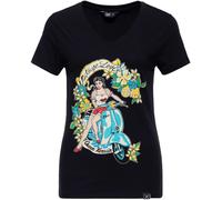 Queen Kerosin Vintage Love Camiseta de mujer, negro-multicolor, tamaño S
