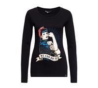 Queen Kerosin We Can Do It - Longsleeve Mujer Camiseta Manga Larga Negro