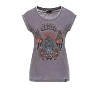 Queen Kerosin Wild Free Mujer Top Gris M 50% algodón, 50% poliéster Vorne Bedruckt Regular