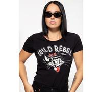 Queen Kerosin Wild Rebel Camiseta de damas, negro, tamaño M para Mujer