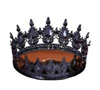 Queen King Black Crystal Tiaras Crown Women Princess Prom Wedding Full Round Diadem Bridal Hair Accessories para Bodas