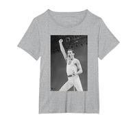 Queen Live Aid en el Estadio Freddie Mercury de Wembley 1985 Camiseta, Mujer Tallas Grandes, Gris Jaspeado, 1XL Grande
