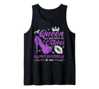 Queen nació en octubre Mujeres Niñas Damas Octubre Cumpleaños Camiseta sin Mangas