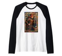 Queen of Club Warrior Armor Medieval Fantasy Lucky Poker Camiseta Manga Raglan