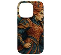 Queen of Club Warrior Armor Medieval Fantasy Lucky Poker Carcasa para iPhone 14 Pro