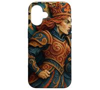 Queen of Club Warrior Armor Medieval Fantasy Lucky Poker Carcasa para iPhone 16