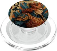 Queen of Club Warrior Armor Medieval Fantasy Lucky Poker PopSockets PopGrip para MagSafe