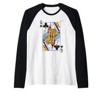 Queen of Clubs Playing Card Easy Halloween Group Costume Camiseta Manga Raglan
