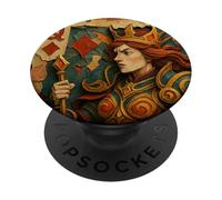 Queen of Diamonds Playing Card Paper Cut Lucky Poker PopSockets PopGrip Adhesivo