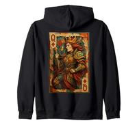 Queen of Diamonds Playing Card Paper Cut Lucky Poker Sudadera con Capucha