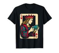 Queen of Heart Gamer Retro Arcade Card Gaming Vibes Camiseta