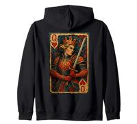 Queen of Heart Playing Card Paper Cut Lucky Poker Sudadera con Capucha