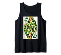 Queen of Hearts Classic Card Game Irish Saint Patrick's Day Camiseta sin Mangas