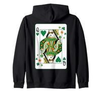 Queen of Hearts Classic Card Game Irish Saint Patrick's Day Sudadera con Capucha