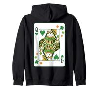 Queen of Hearts Classic Card Game Irish Saint Patrick's Day Sudadera con Capucha