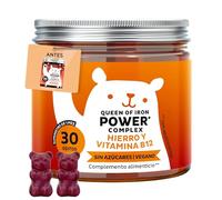 Queen of Iron Power Complex - Gominolas de Energía y Vitalidad - Hierro con Vitamina B12, B1, B6, C, D y Yodo - 30 unidades (1 mes) - Sin azúcar, Vegano - Bears with Benefits