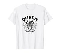 Queen of Overthinking Retro Crown Graphic Camiseta, Hombre, Blanco, S