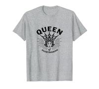 Queen of Overthinking Retro Crown Graphic Camiseta, Hombre, Gris Jaspeado, S