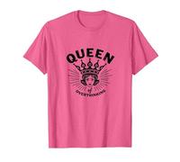 Queen of Overthinking Retro Crown Graphic Camiseta, Hombre, Rosa Jaspeado, S