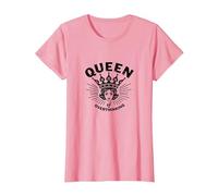 Queen of Overthinking Retro Crown Graphic Camiseta, Mujer, Rosado, S