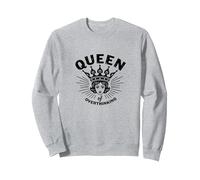 Queen of Overthinking Retro Crown Graphic Sudadera, Unisex para Adultos, Gris Jaspeado, S