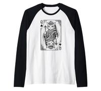 Queen of Spades Royal Cat Vintage - Juego de Cartas Camiseta Manga Raglan