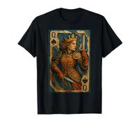 Queen of Spades Warrior Medieval Fantasy Card Lucky Poker Camiseta