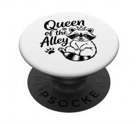 Queen of The Alley Funny Trash Panda Raccoon PopSockets PopGrip Adhesivo