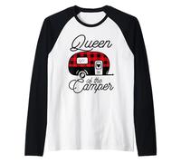 Queen of The Camper Buffalo Mujer Camper Camping Traveler Camiseta Manga Raglan