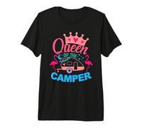 Queen of The Camper Flamingo Glamping Squad, Divertida Vida de Campamento Camiseta Premium