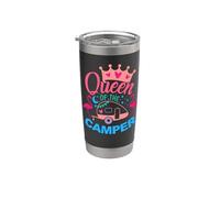 Queen Of The Camper Flamingo Glamping Squad, divertida vida de campamento Vaso térmico de acero inoxidable de doble pared