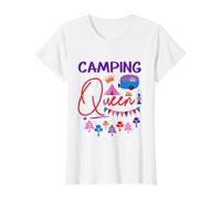 Queen of The Camper Lindo RV Glamping Squad Fun Camping Life Camiseta gráfica económica, Mujer, Blanco, M