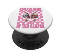 Queen of The Camper RV Camping Camper Autocaravana Chica Mamá PopSockets PopGrip Adhesivo