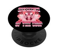 Queen of The Coop Chicken Farmer Farming al Estilo Pirata de los 90 PopSockets PopGrip Adhesivo