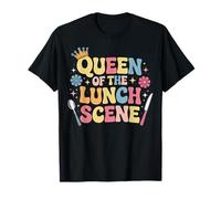 Queen of The Lunch Scene Groovy Cafeteria Worker Lunch Lady Camiseta