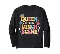 Queen of The Lunch Scene Groovy Cafeteria Worker Lunch Lady Manga Larga