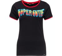 Queen Parafina Señoras Super Cutie Vintage Ringer Camiseta Negro XL