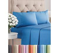 Queen Size 4 Piece Sheet Set - Comfy Breathable & Cooling Sheets - Hotel Luxury Bed Sheets for Women and Men - Deep Pockets, Microfiber, Soft & Wrinkle Free Sheets - Royal Blue Oeko-Tex Bed Sheet Set