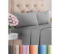 Queen Size 4 Piece Sheet Set - Comfy Breathable & Cooling Sheets - Hotel Luxury Bed Sheets for Women & Men - Deep Pockets, Microfiber, Soft & Wrinkle Free Sheet - Heathered Grey Oeko-Tex Bed Sheet Set