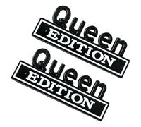 Queen Sticker Car Decoration - 2 Pieces 3D Metal Waterproof Decal Set, Queen Edition Raised Letter Emblem Badge, Adhesive with Solid Finish, Designed As Decorative Pers