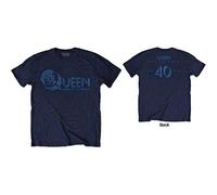 Queen - T-Shirt # L Blue Unisex # News of the World 40th Vintage Logo